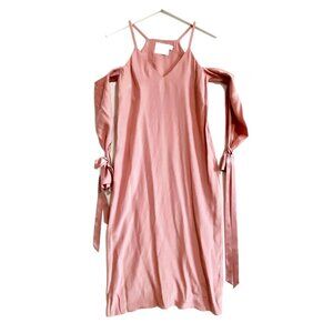 ASOS silk satin cold shoulder midi dress in rose pink, Size 0